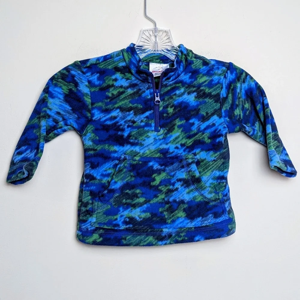 Hanna Andersson‎ Blue Camo Half Zip Fleece Pullover Sweater Size 2T New NWT